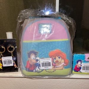 Loungefly Disney A Goofy Movie Max And Roxanne Backpack And Wallet And keychain